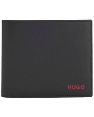 HUGO Leder-Bifold-Geldbörse Mit Münzfach - Schwarz