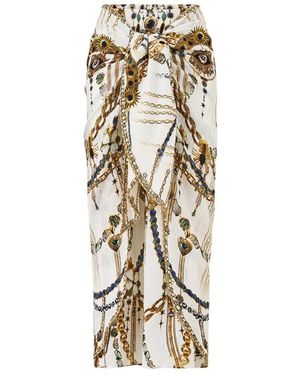 CAMILLA Badmode ,Wit ,Rayon Tie Front Rok - Metallic