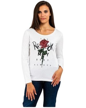 Gas T-Shirt Met Lange Mouwen Van Katoen - Wit