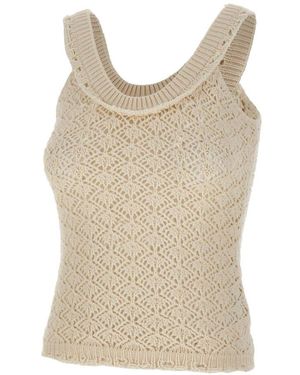 Blumarine Cotton Knit Top - Naturel