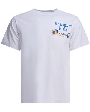 Sun Surf Hawaiian Hula Grafik T-Shirt - Blau