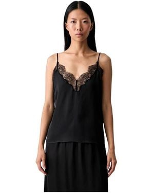 Anine Bing Tops ,Zwart ,Satijn Mael Camisole