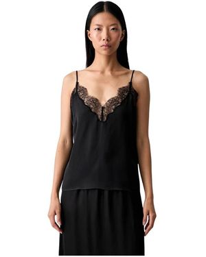 Anine Bing Tops ,Zwart ,Satijn Mael Camisole