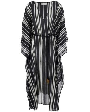 Tory Burch Gestreepte Tuniek Met Ceintuur - Zwart