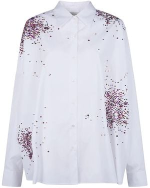 Dries Van Noten Hemden Aus Besticktem Baumwollpopeline - Blau