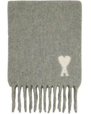 Ami Paris De Coeur Motiv Langer Jacquard-Schal - Grau