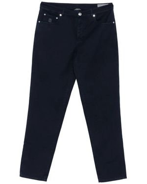 Brunello Cucinelli Blaue Baumwollhose Mit Logodetail