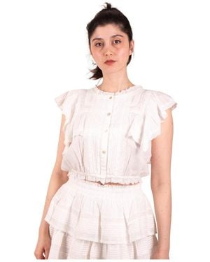 LoveShackFancy Overhemden ,Wit ,Nora Top - Roze