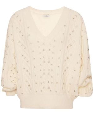 Fracomina V-Neck Knitwear - Natural