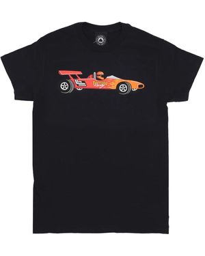 Thrasher Schwarzes Rennwagen-Print T-Shirt Kurzarm
