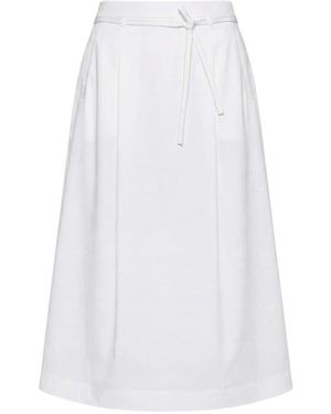 Peserico Rokken ,Wit ,Katoen Midi-Rok Met Strikdetail