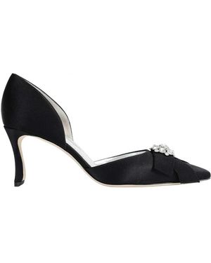 Manolo Blahnik Schoenen ,Zwart ,Satijn Apidosa 70 Versierde Satijnen Pumps