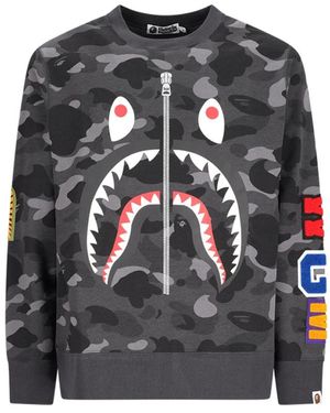 A Bathing Ape Color Camo Shark Crewneck Sweatshirt - Zwart