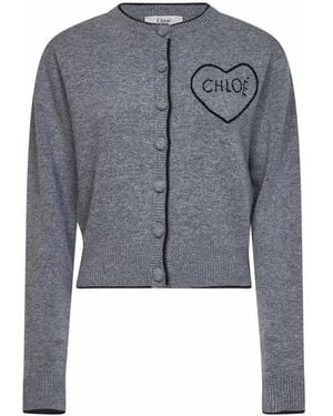 Chloé Logo Wol En Kasjmier Vest - Grijs