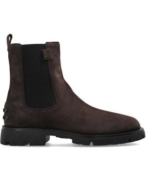Tod's Schoenen ,Bruin ,Leer Suede Chelsea Boots - Zwart