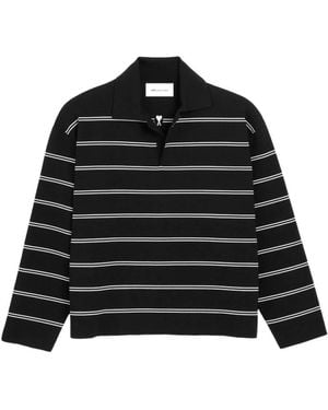 Ami Paris Tops ,Zwart ,Katoen Lange Mouw Gestreepte Polo