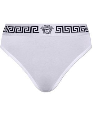 Versace Baumwoll-Jersey-Slip Mit Hohem Bund - Weiß