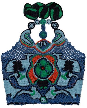 Etro Tops ,Veelkleurig ,Katoen Katoenen Crop Top Met Bloemenpatroon - Blauw