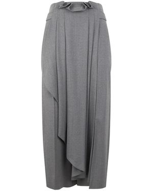 Alberta Ferretti Lange Geplooide Rok - Grijs