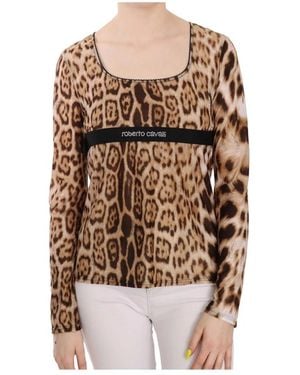 Roberto Cavalli Long Sleeve T-Shirts - Brown
