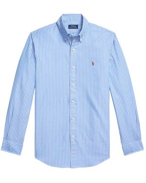 Ralph Lauren Striped Long-Sleeved Oxford Shirt - Blue