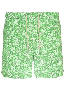 Mc2 Saint Barth Blumige badehose mit kordelzug - Grün