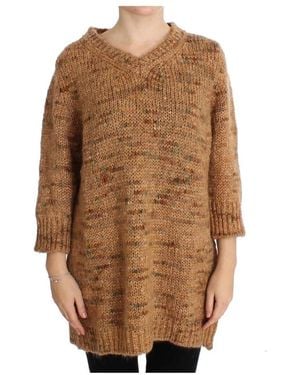 Pink Memories V-Neck Knitwear - Brown