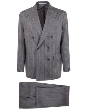 Tagliatore Double-Breasted Gestreepte Kostuum - Grijs