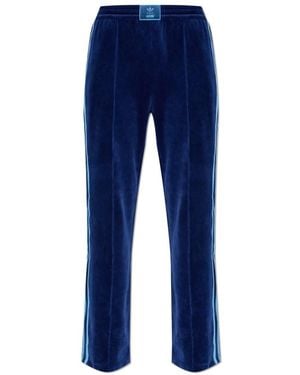 adidas Originals Broeken ,Blauw ,Katoen Velour Track Pant