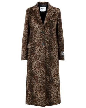 MSGM Single-Breasted Coats - Marrone