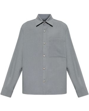 Balmain Overhemd Met Reliëf-Knopen - Grijs