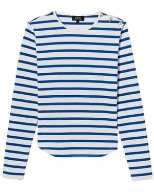 A.P.C. Bio-Baumwolle Breton Gestreiftes T-Shirt - Blau