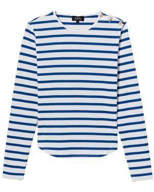 A.P.C. Long Sleeve T-Shirts - Blue