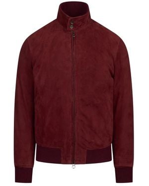 Stewart Jassen ,Rood ,Leer Suede Bomberjack