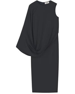 Aeron Kleedjes ,Zwart ,Satijn Asymmetrische Satijnen Midi Jurk