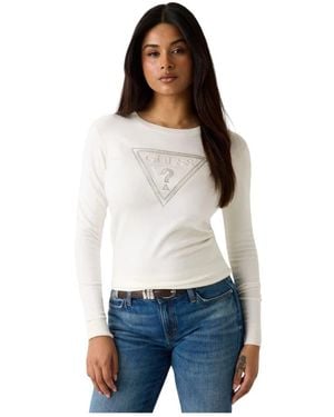 Guess Katie Triangle Logo Pullover - Weiß