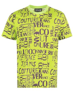 Versace Jeans Couture Logo-Print Cotton T-Shirt - Yellow