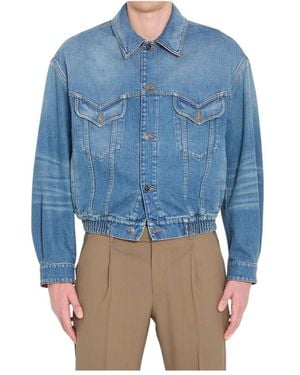 Versace Jassen ,Blauw ,Denim Denim Blouson