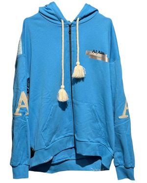 Al Ain Hoodies & Sweatvesten ,Blauw ,Katoen Gebreide Zip Hoodie
