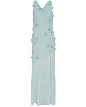 ROTATE BIRGER CHRISTENSEN Blaues Maxikleid Mit Halterneck Und Blumendetails