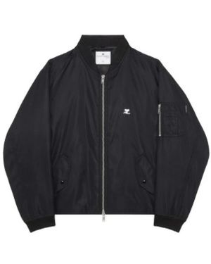 Courreges Jassen ,Zwart ,Nylon Geborduurde Bomber Jacket - Blauw