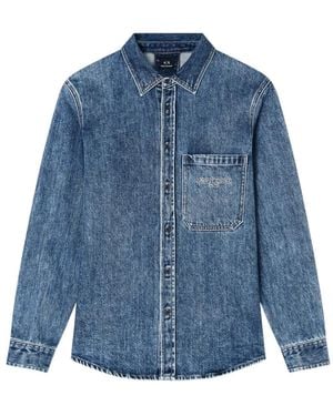 ARMANI EXCHANGE Herren Langarmhemd Xm000950 Af14870 - Blau