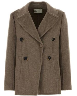 Tory Burch Jassen ,Wol Double-Breasted Wool Blend Peacoat - Groen