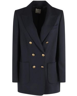Kiltie Blauwe Wollen Blazer Louise - Zwart