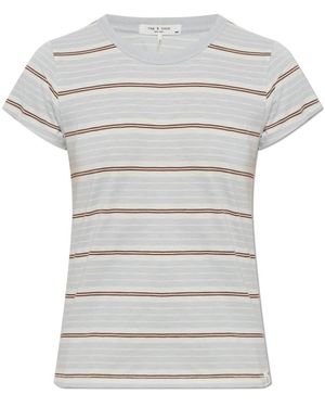 Rag & Bone Tops ,Grijs ,Katoen The Slub Striped Tee - Wit