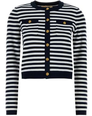 Michael Kors Gestreept Stretch Gebreid Vest - Blauw