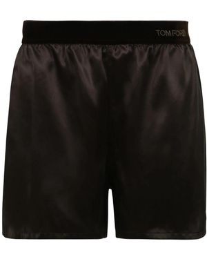 Tom Ford Nachtkleding ,Bruin ,Satijn Zijde Pyjamashorts - Zwart