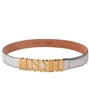 Moschino Logo Lettering Buckle Belt - Bruin
