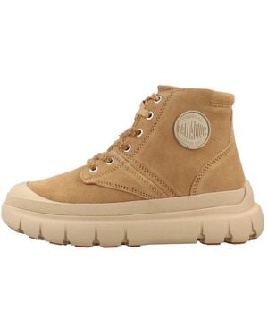 Palladium Schoenen ,Bruin ,Suède Pallapop Hi Zip Sde - Naturel