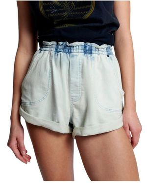 One Teaspoon High Waist Boyfriend Denim Shorts - Blau